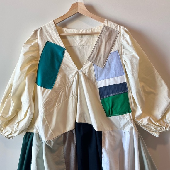 Cloudy Meadow Dress | Handmade V-Neck Patchwork Dress SKU 01172 - Picture 15 of 16